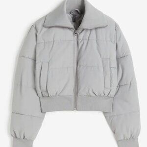 BNWT H&M Crop Puffer Jacket Cropped Coat SZ XXS Grey